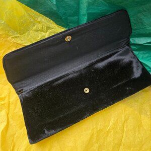 VINTAGE ELEGANT BLACK EVENING PURSE/CLUTCH VELVET DOUBLE SIDED #2156